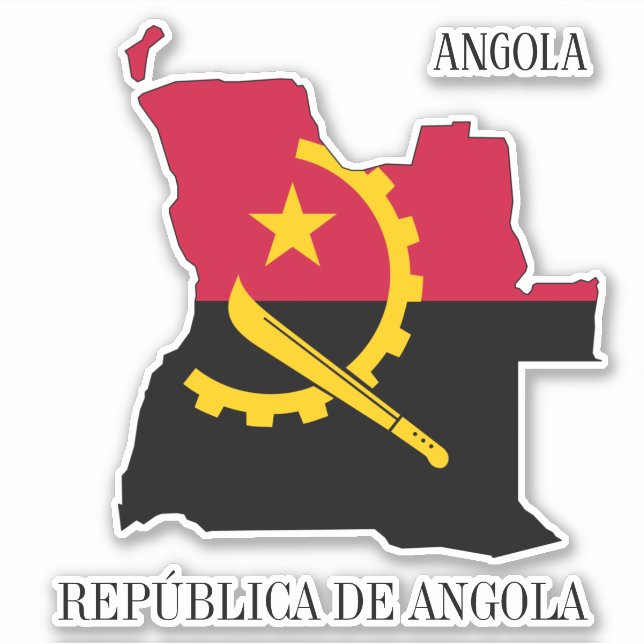 Adesivo Mapa Patriótico encantador de Angola (Frente)