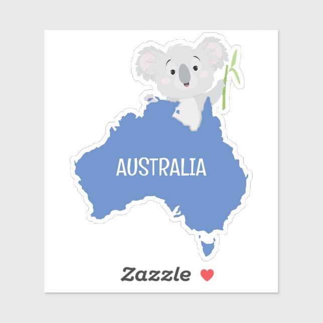 Adesivo Mapa Personalizado da Austrália com a Cinza Koala (Folha)