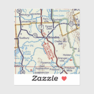 Adesivo Mapa Retro Brandon Vermont