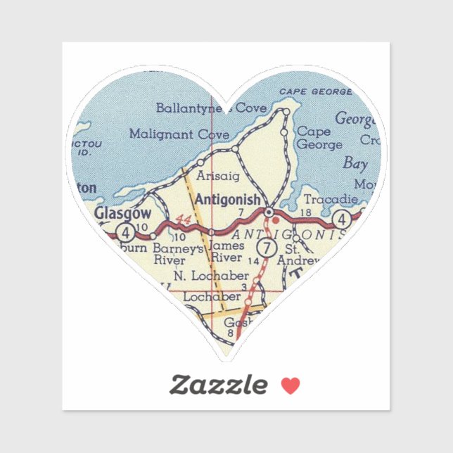 Adesivo Mapa Retroativo da Nova Escócia Antigonish (Folha)