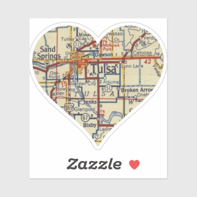 Adesivo Mapa Retroativo de Tulsa OK (Folha)