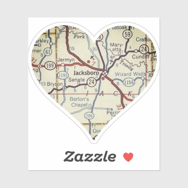 Adesivo Mapa Retroativo do Jacksboro TX (Folha)