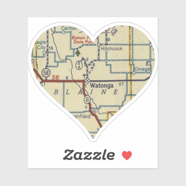 Adesivo Mapa Retroativo do Watonga OK (Folha)