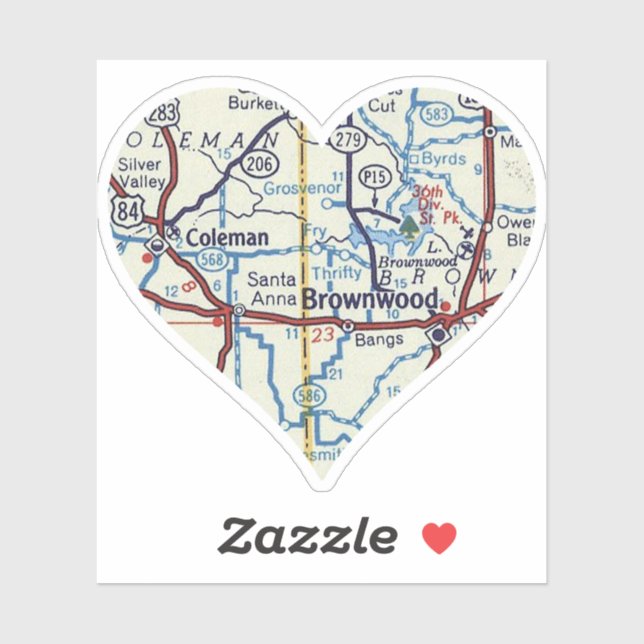 Adesivo Mapa TX de Coleman e Brownwood (Folha)