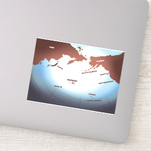 Adesivo Mapa vintage da ilha de Midway da 2ª Guerra Mundia