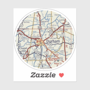 Adesivo Mapa Vintage de Durham North Carolina