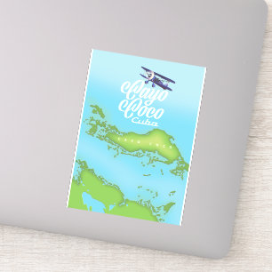 Adesivo Mapa vintage do Cayo Coco Cuba.