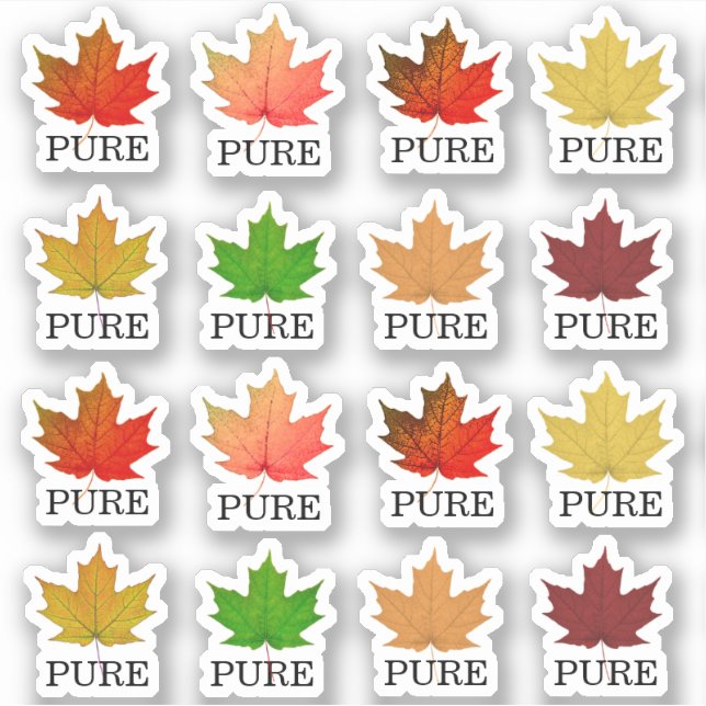 Adesivo Maple Xarope Jug Toppers Maple Leaf PURE Sticker (Frente)