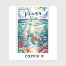 Mar Vitamina Aquarela Tartaruga Marinha Subaquátic