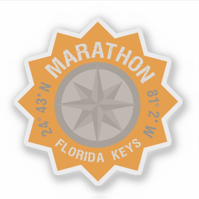 Adesivo Marathon Florida Keys Latitude Longitude Orange (Frente)