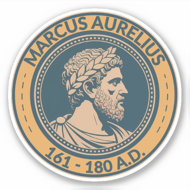 Adesivo Marcus Aurelius Roman Emperor Illustration Badge (Frente)