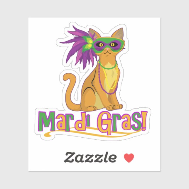 Adesivo Mardi Gras Cat (Folha)