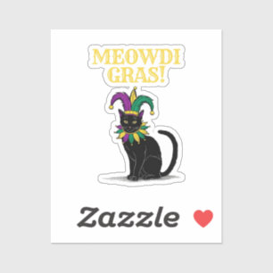 Adesivo Mardi Gras Cat Sticker, Engraçado Meowdi Gras Pint
