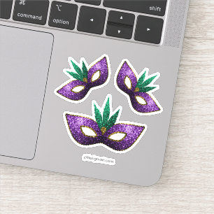 Adesivo Mardi Gras Mask Purple Green Sparkles