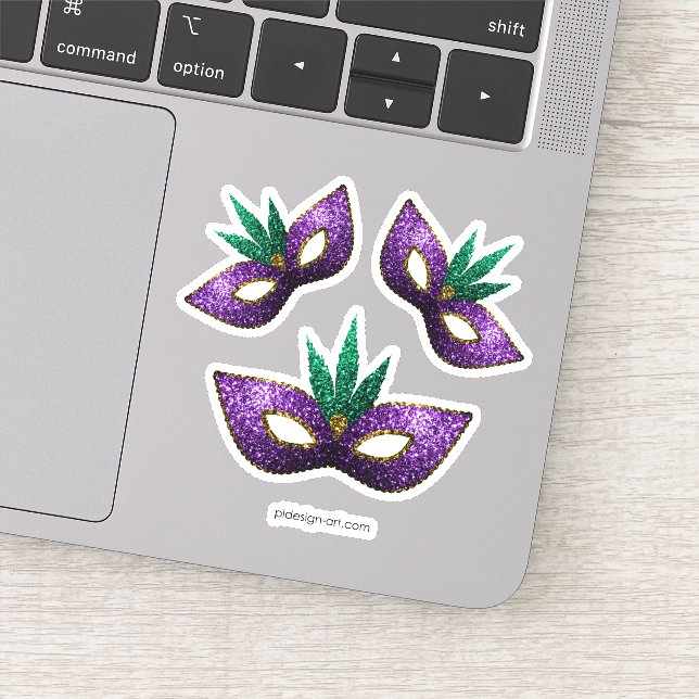Adesivo Mardi Gras Mask Purple Green Sparkles (Detalhe)