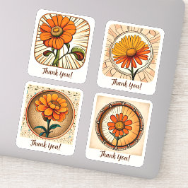 Adesivo Marigold Flowers Groovy Retro Personalizado