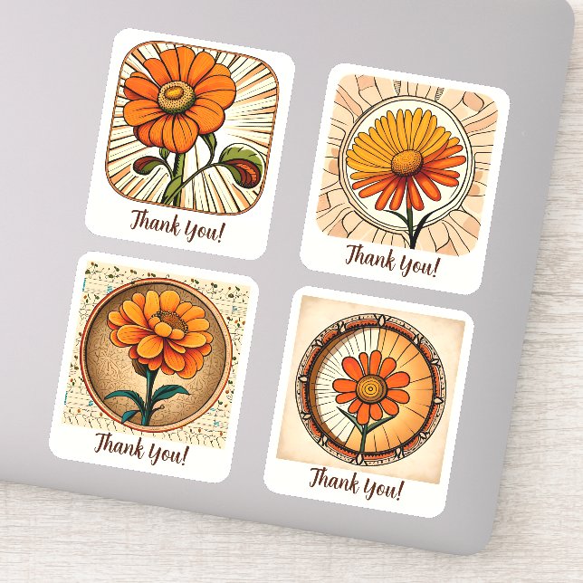 Adesivo Marigold Flowers Groovy Retro Personalizado (Detalhe)