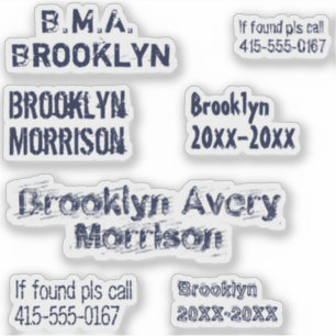 Adesivo Marinho Azul 7 Textos Personalizados Nome Escola D