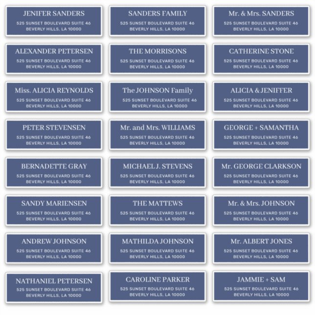 Adesivo Marinho azul moderno tipografia endereço de convid (Frente)