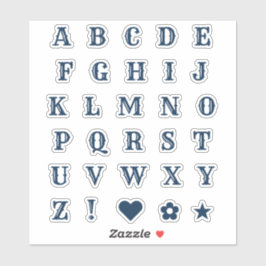 Adesivo Marinho Azul Tema Ocidental Letras Alfabeto Monogr