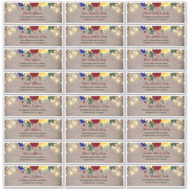 Adesivo Marinho Azul Vermelho Amarelo Nomes de Convidado E (Frente)