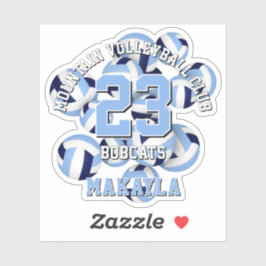 Adesivo marinho azul volleyball cluster w nome do atleta