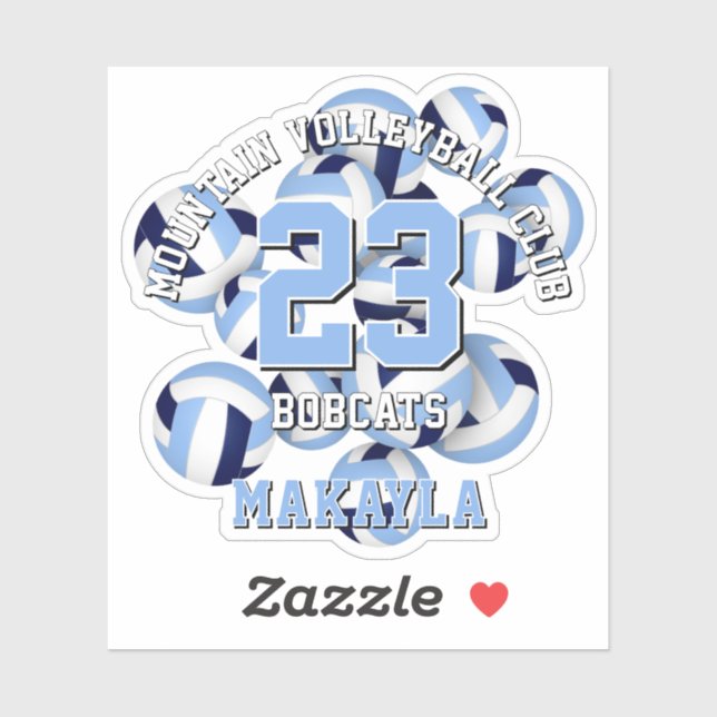 Adesivo marinho azul volleyball cluster w nome do atleta (Folha)