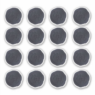 Adesivo Marinho Blue Wax Seal Iniciais Monograma de Casame