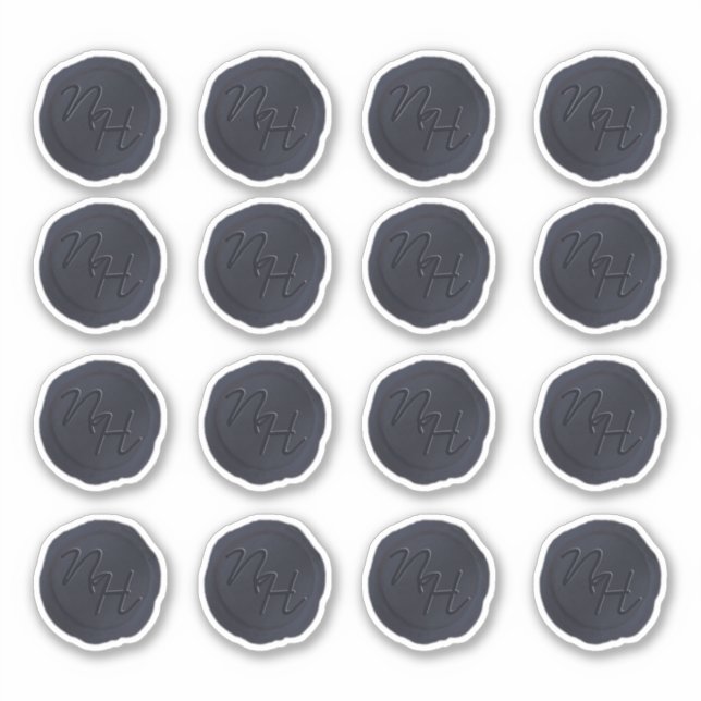 Adesivo Marinho Blue Wax Seal Iniciais Monograma de Casame (Frente)