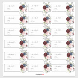 Adesivo Marinho de Borgonha de Endereço de Convidado Trans