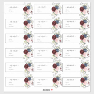 Adesivo Marinho de Borgonha de Endereço de Convidado Trans