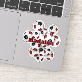 Adesivo maroon black soccer balls sticker w athlete name