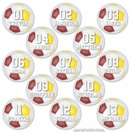 Adesivo maroon gold team colors stickers 13 soccer players