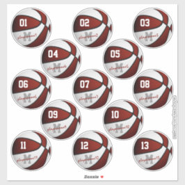 Adesivo maroon white basquetebol personalizado 13 jogadore