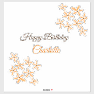 Adesivo Marrom-alaranjado feliz aniversário adicione nome 