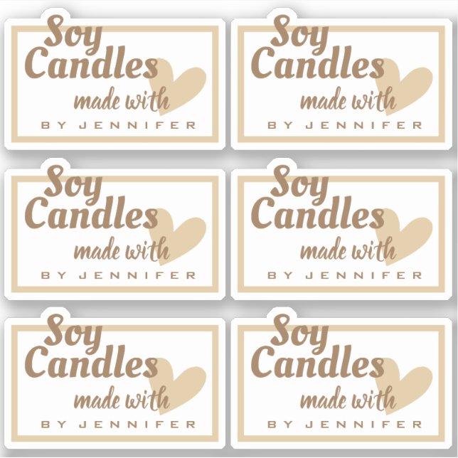 Adesivo Marrons e Brancos Feitos com Amor Velas Bege (Frente)