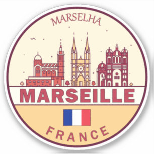 Adesivo Marselha França City Skyline Emblem