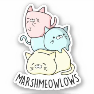 Adesivo Marsh-meow Engraçado Cat Marshmallow Pun