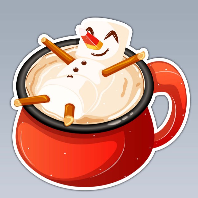 Adesivo Marshmallow Snowman a remexer na caneca de chocola (Criador carregado)