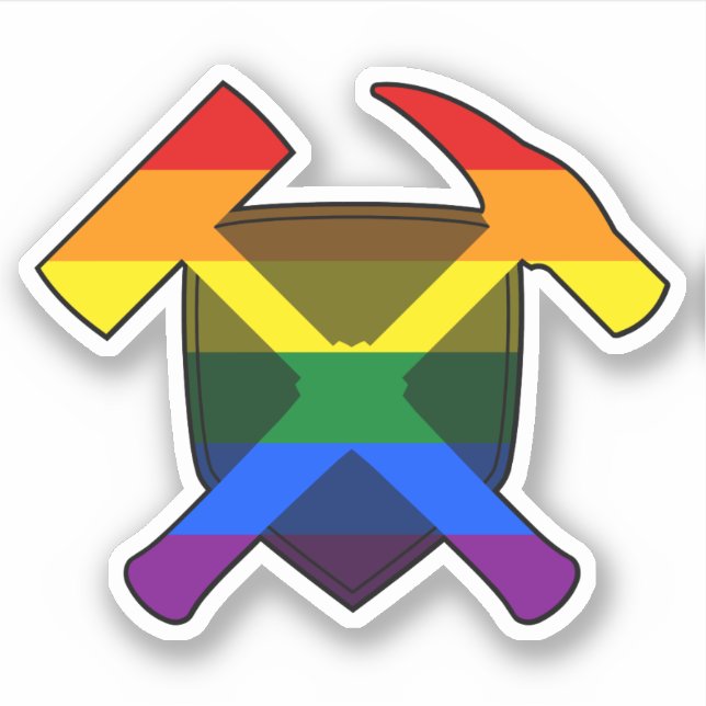 Adesivo Martelo Rock e Bandeira do Arco-íris LGBT (Frente)