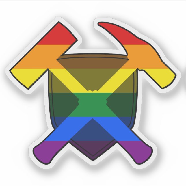 Adesivo Martelo Rock e Bandeira do Arco-íris LGBT (Frente)