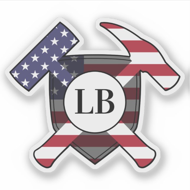 Adesivo Martelos de Geólogo com suas Inicial no Vinil (Frente)