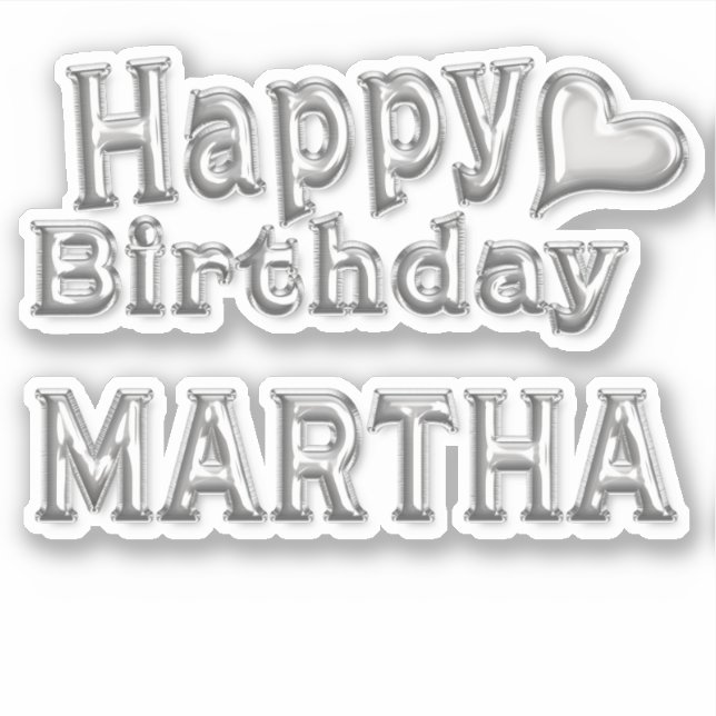 Adesivo Martha Happy Birthday silver Aufkleber Sticker (Frente)