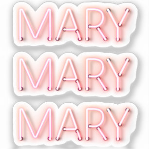 Adesivo Mary Name in Glowing Neon Lights x3