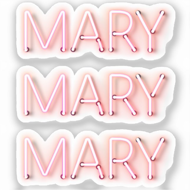 Adesivo Mary Name in Glowing Neon Lights x3 (Frente)