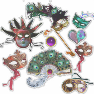ADESIVO MÁS CARAS DE CARNIVAL DE MARDI GRAS, VENTILADOR DE
