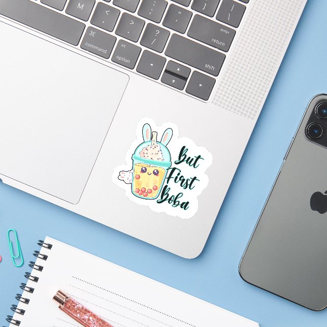 Adesivo Mas primeiro Boba Sticker (Notebook com iPhone)