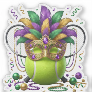 Adesivo Máscara de Mascarada de Bola de Tênis de Mardi Gra