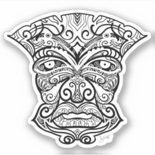 Adesivo Máscara de Tiki Oriental White e Black
