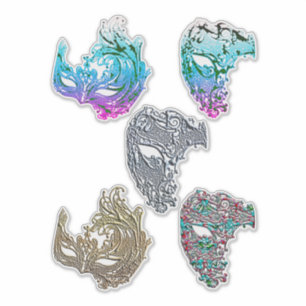 Adesivo Máscaras Coloridas Mardigras Filigree